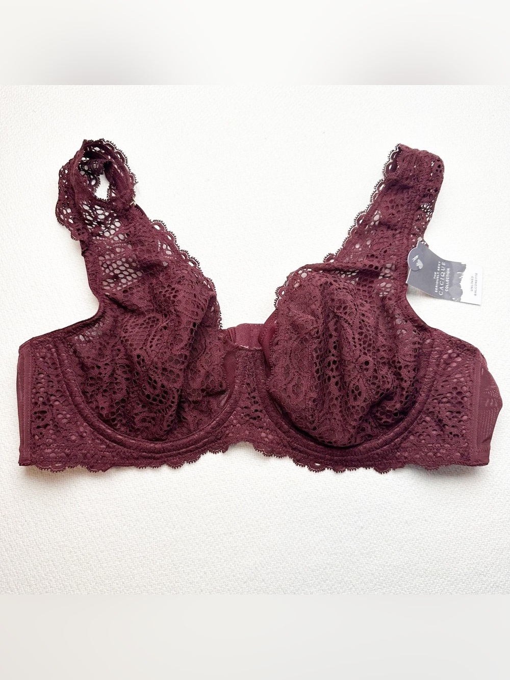 Cacique seriously sexy unlined balconette Lace Underwire Bra - Plum Burgundy